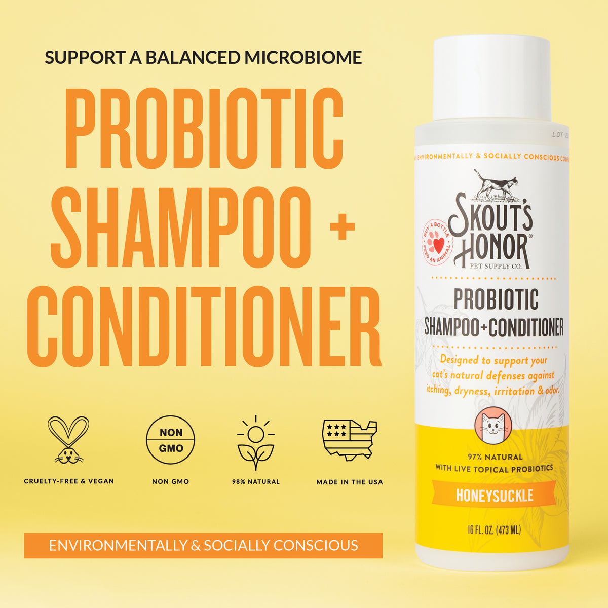 Cat Probiotic Shampoo + Conditioner Honeysuckle